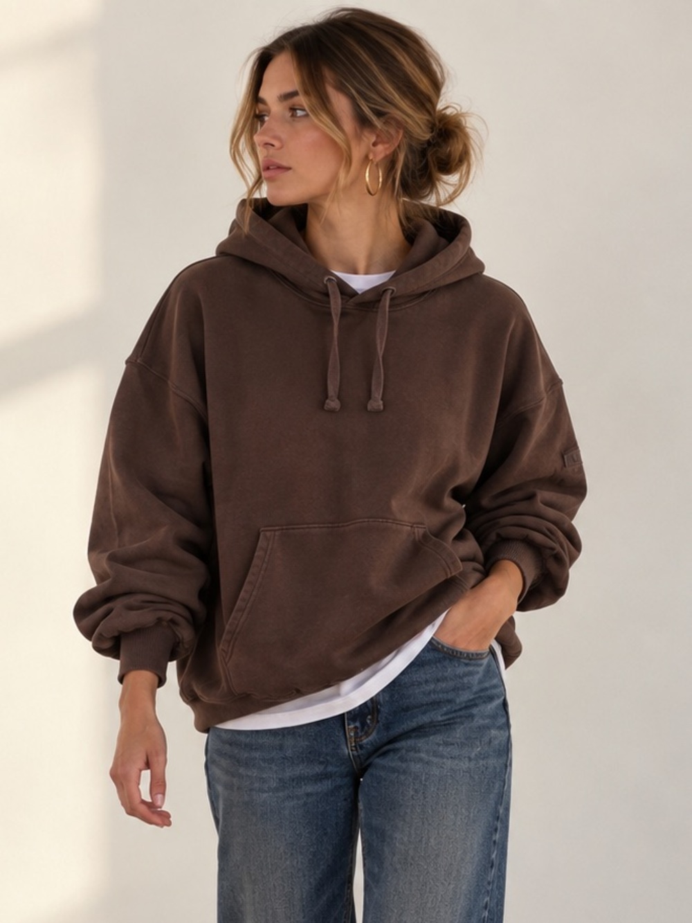 100% Cotton Washed Chocolate Hoodie